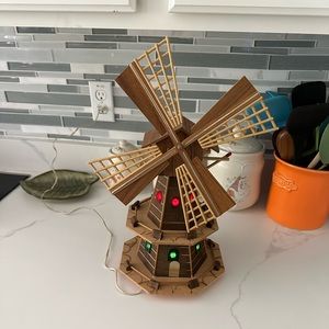 Wooden Lighted Windmill Home Decor 17” x 8.5”